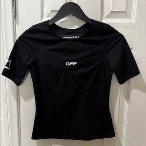 Off-White Black Activewear Compression Tee Logo Training Top Medium